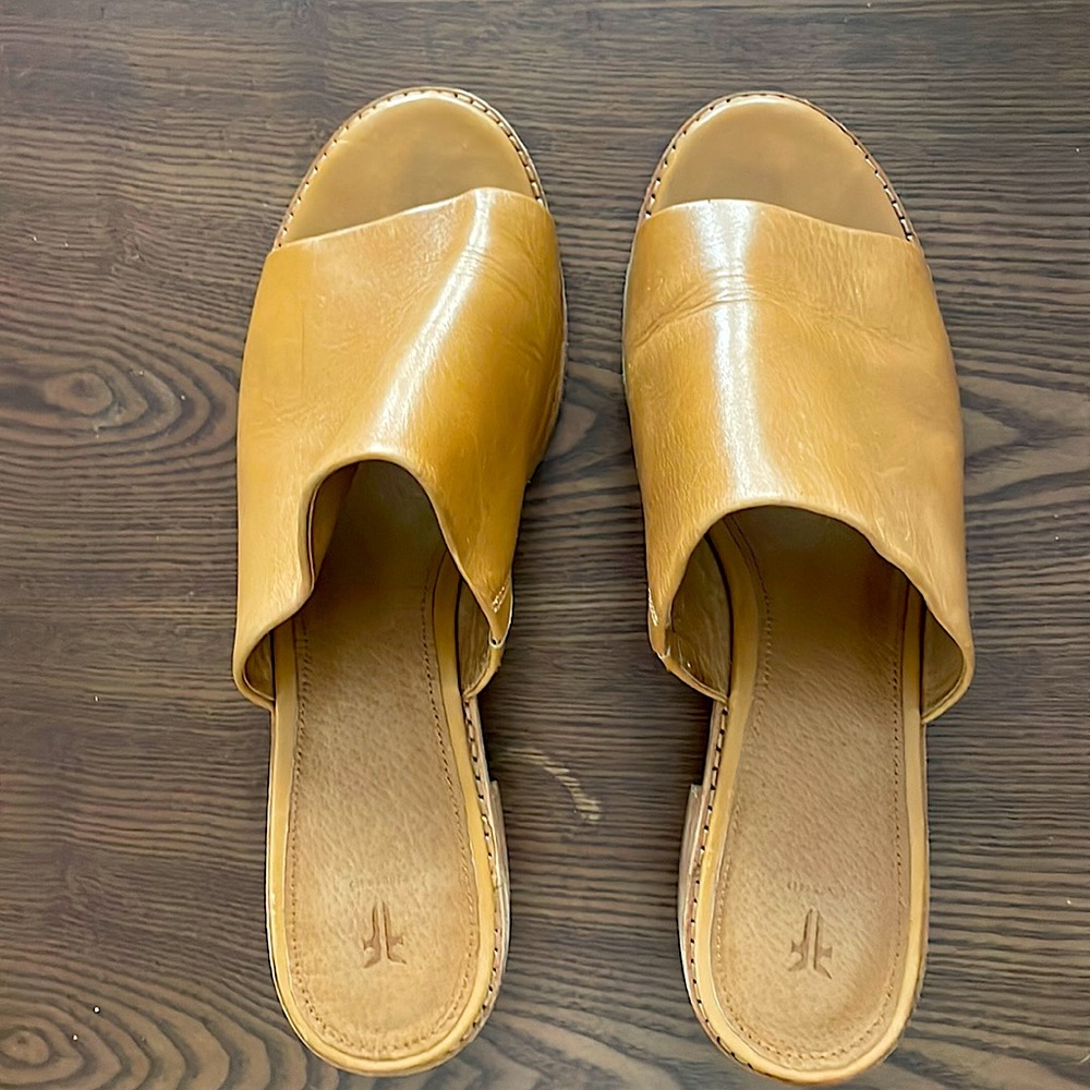 Frye leather heeled mule - cognac size 11